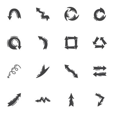 Eğri ok vektör simgeleri ayarlandı