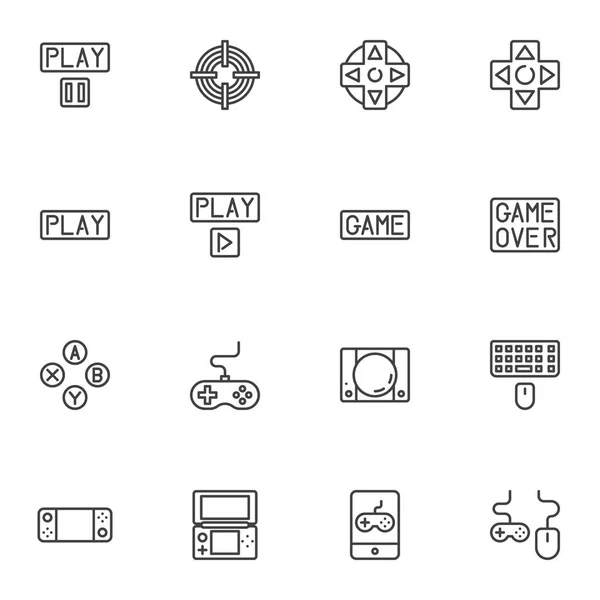 Spelkontroll linje ikoner som — Stock vektor