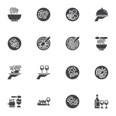 Restoran yemek vektör simgeleri ayarlandı