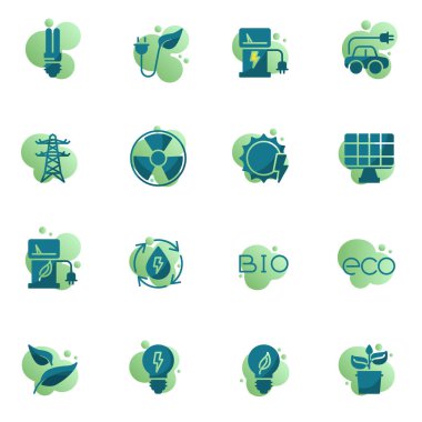 Yeşil enerji düz simgeleri ayarlandı