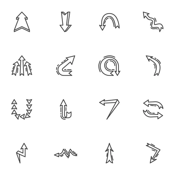 Setas conjunto de ícones de linha —  Vetores de Stock