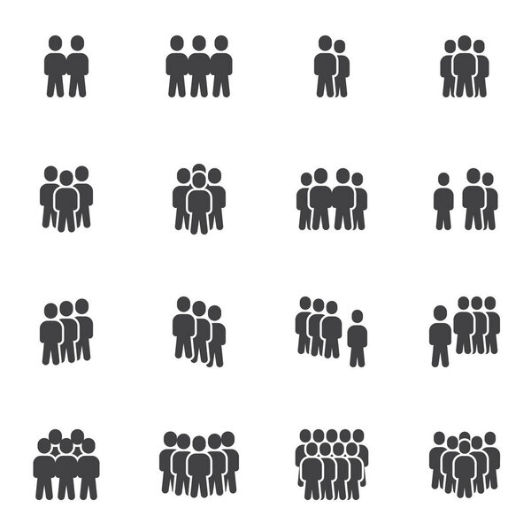 Crowd of people vector icons set