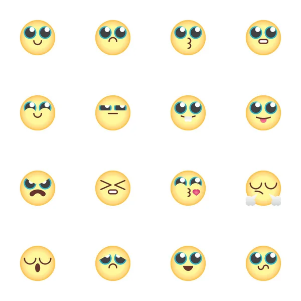 Κίτρινη συλλογή emoji, σετ επίπεδων εικόνων — Διανυσματικό Αρχείο