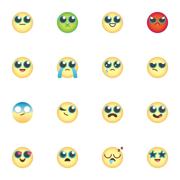 Cartoon emoji συλλογή, επίπεδη εικονίδια που — Διανυσματικό Αρχείο