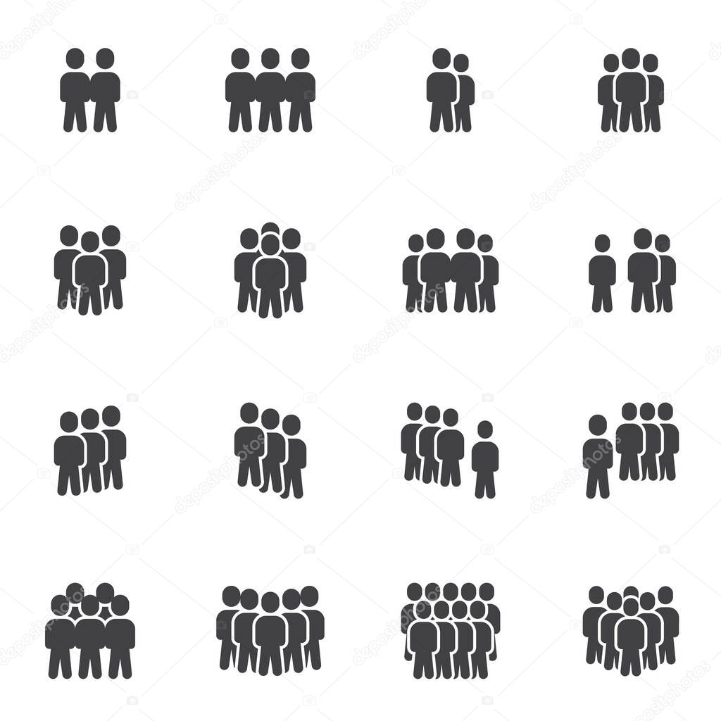 Crowd of people vector icons set