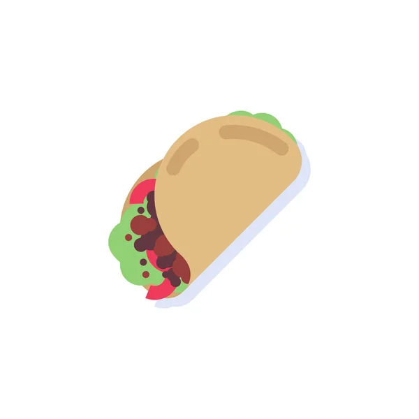 Tacos s masem a zeleninou ploché ikony — Stockový vektor