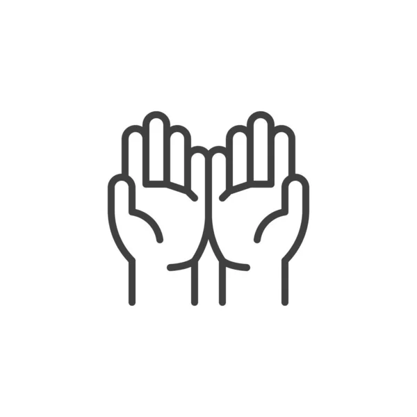 Praying hands line icon — Stock Vector