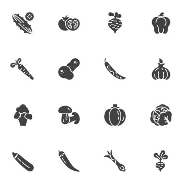 Sebze vektör simgeleri ayarlandı