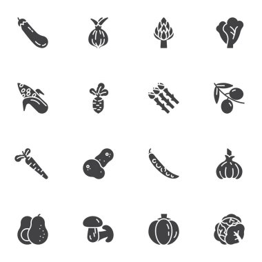 Sağlıklı Sebze vektör simgeleri ayarlandı