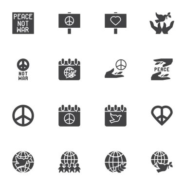 Barış günü vektör simgeleri ayarlandı