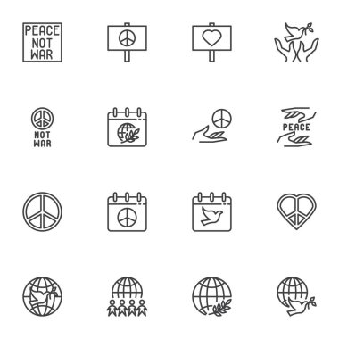 Barış günü çizgisi simgeleri ayarlandı