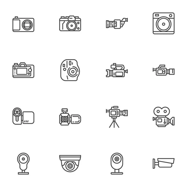 Conjunto de iconos de línea de foto y vídeo — Vector de stock