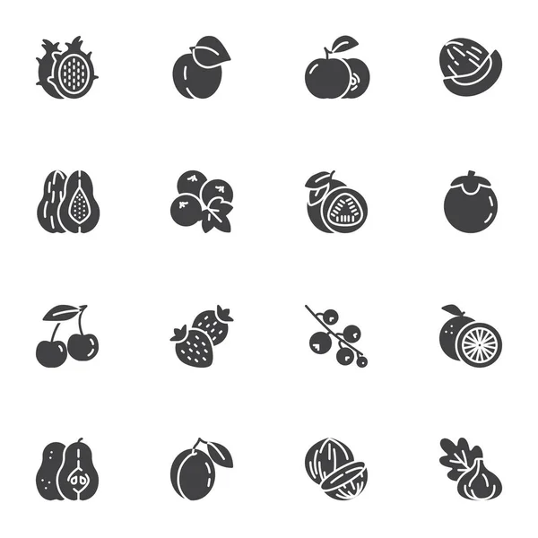 Набор векторных значков для здоровых фруктов — стоковый вектор