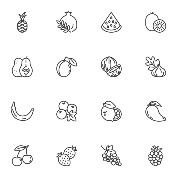 Sada ikon řádku tropického ovoce — Stockový vektor