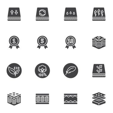 Ortopedik yatak vektör simgeleri ayarlandı