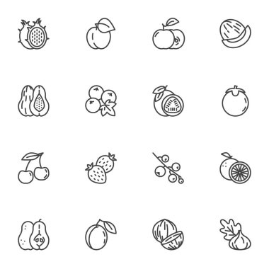 Sağlıklı meyve çizgisi simgeleri