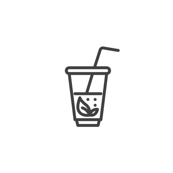 Mátový šálek čaje řádek ikona — Stockový vektor