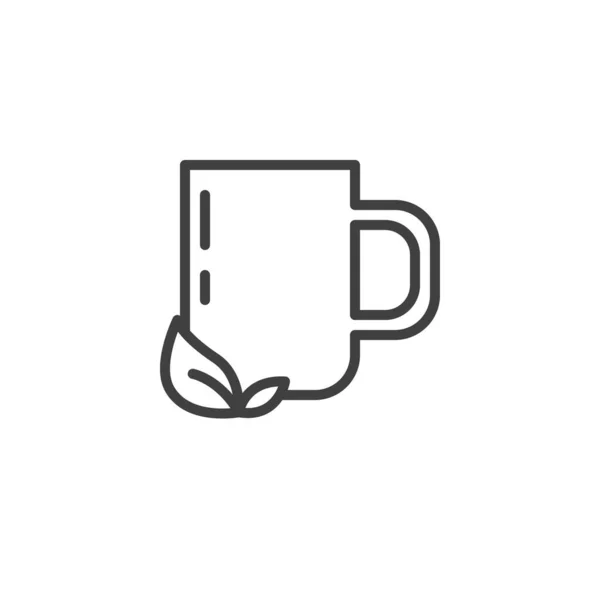 Taza de té de hierbas línea icono — Vector de stock