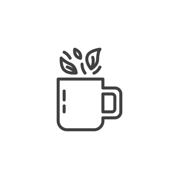 Taza de té de hierbas línea icono — Vector de stock