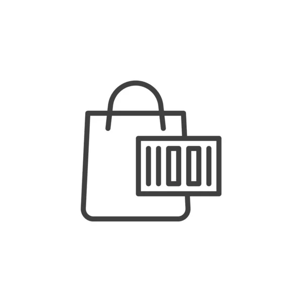 Bolsa de compras e icono de línea de código de barras — Vector de stock