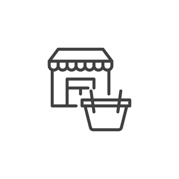 Store and shopping basket line icon — Stock Vector