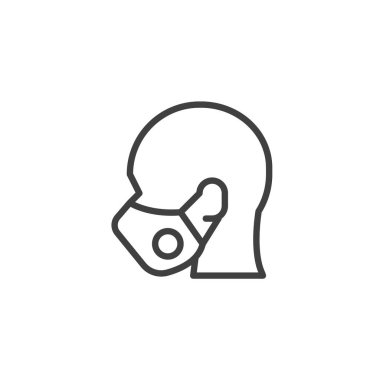 Yüz maskesi çizgisi simgesindeki adam