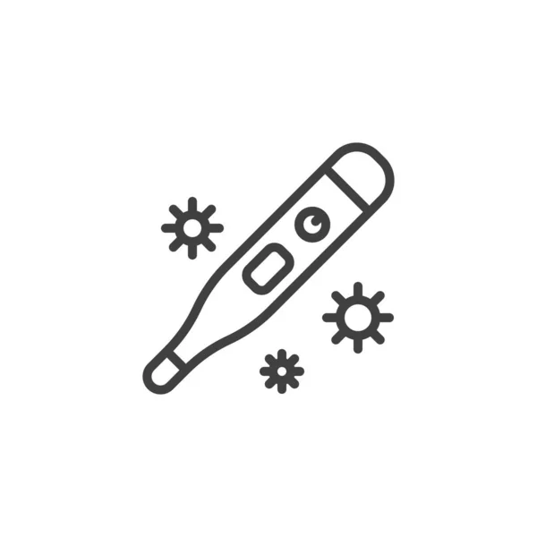 Coronavirus thermometer lijn pictogram — Stockvector