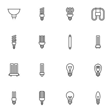 Ampul şekilleri çizgi simgeleri ayarlandı