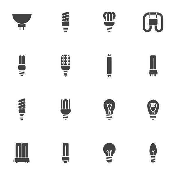 Light bulb shape vector icons set