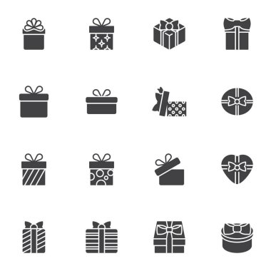 Hediye kutusu dekorasyon vektör simgeleri ayarlandı