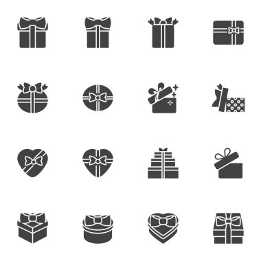 Hediye kutusu vektör simgeleri ayarlandı