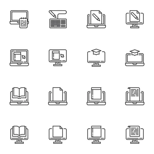 Set di icone della linea e-learning — Vettoriale Stock
