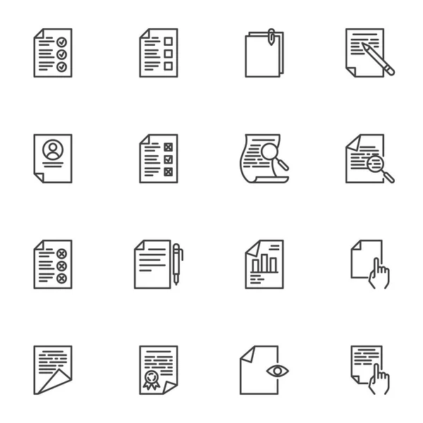 Lista de documentos conjunto de iconos de línea — Archivo Imágenes Vectoriales
