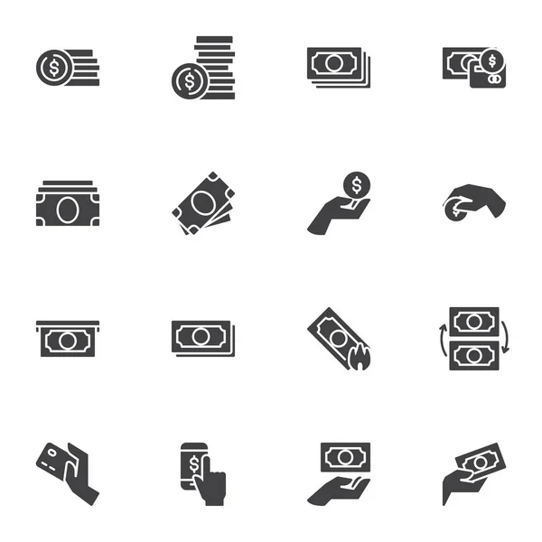 Money and finance vector icons set — Stock Vector