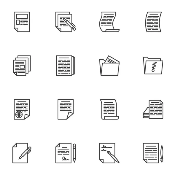 Bedrijf document lijn pictogrammen ingesteld — Stockvector