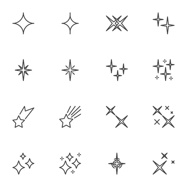 Zestaw ikon linii kształtów gwiazd — Wektor stockowy