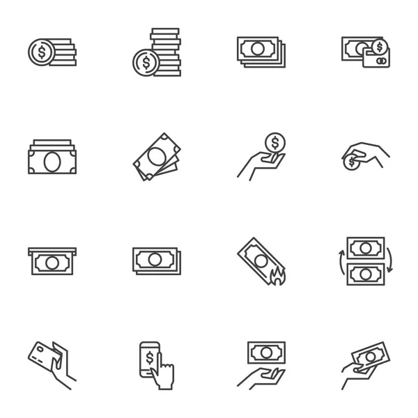 Money and finance line icons set — Stock Vector