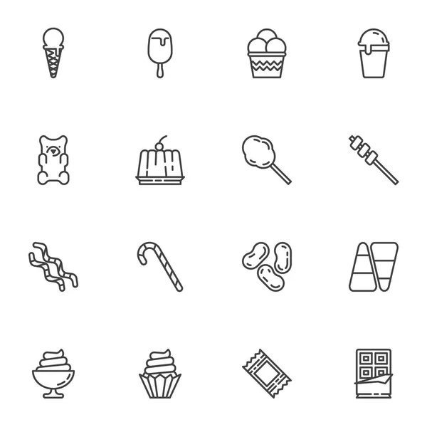 Conjunto de iconos de línea de postres y dulces — Archivo Imágenes Vectoriales