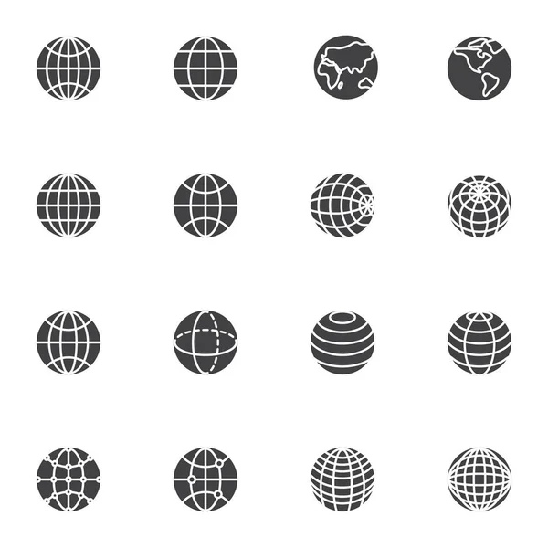 Globe grid vector pictogrammen ingesteld — Stockvector