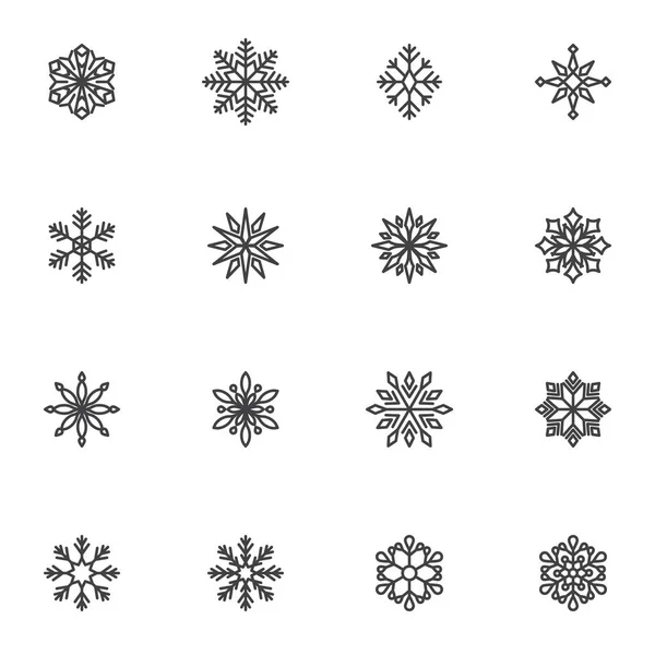 Иконки линий снежинки — стоковый вектор