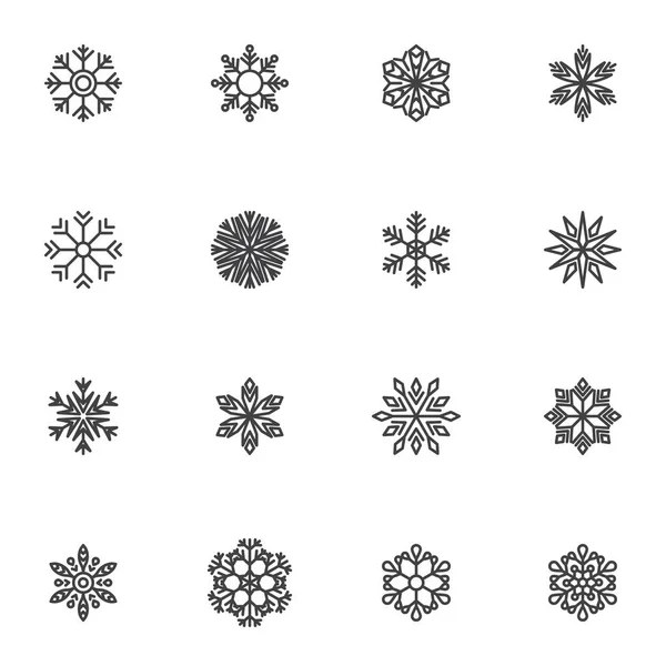 Набор значков линии снежинки — стоковый вектор