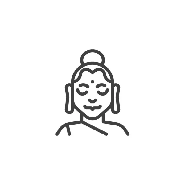 Icono de línea mujer india — Vector de stock