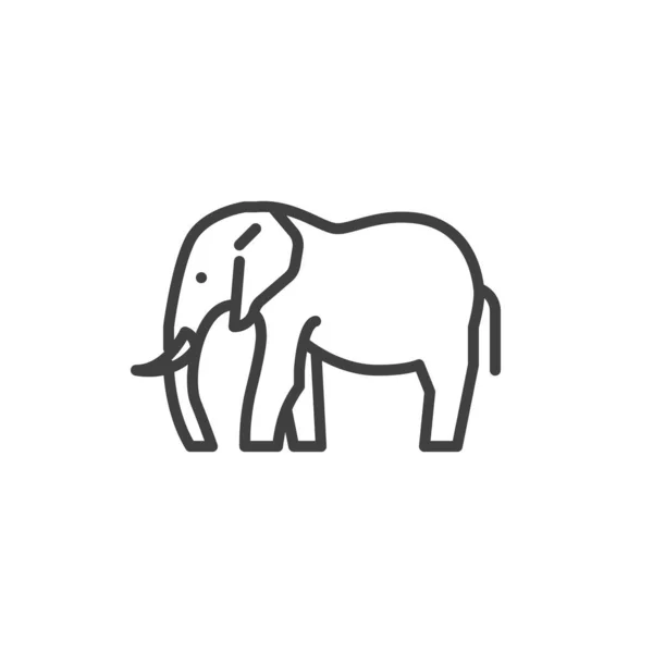 Elefante vista lateral icono de línea — Vector de stock