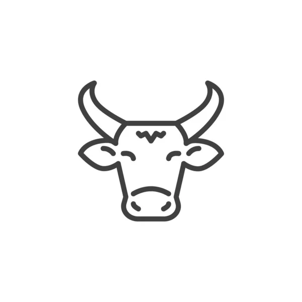 Cow with horns line icon — Stock Vector