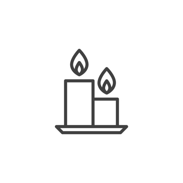 Ícone de linha de duas velas — Vetor de Stock
