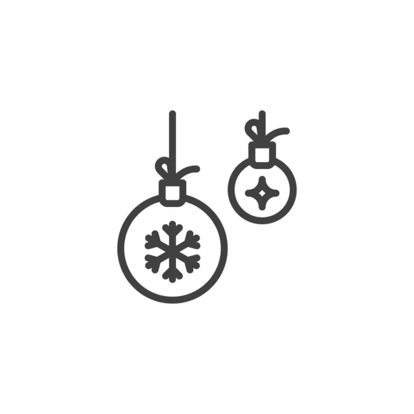 Palla di Natale con stella e icona della linea fiocco di neve — Vettoriale Stock