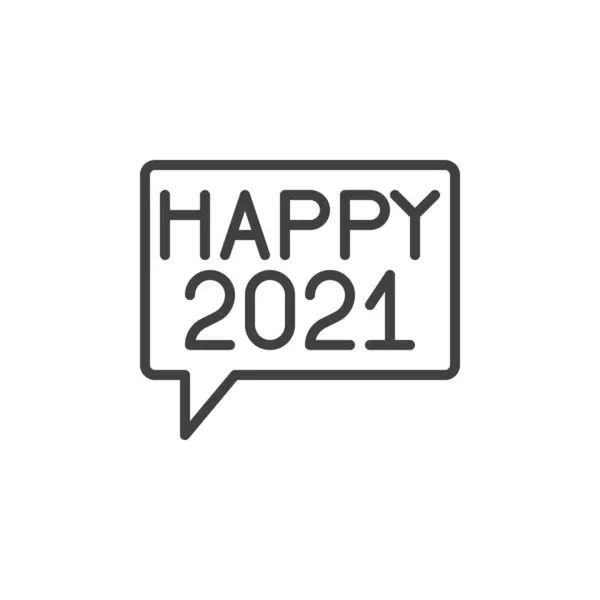 2021年新年快乐讯息线图标 — 图库矢量图片