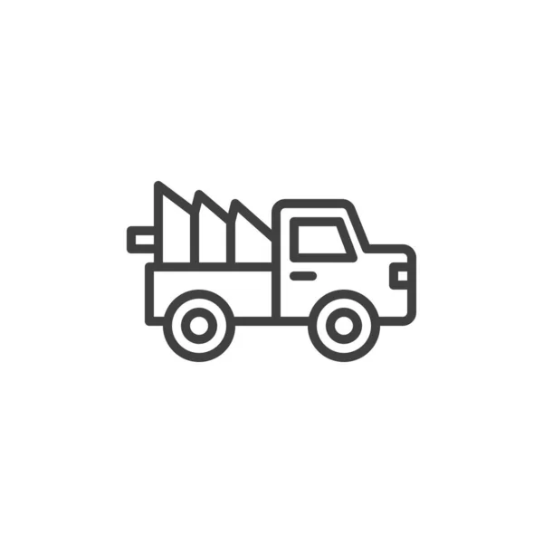 Вантажівка з значком лінії різдвяної ялинки — стоковий вектор