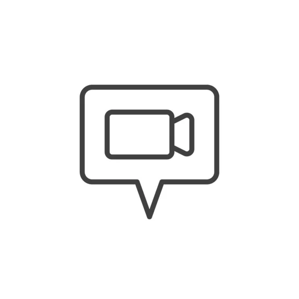 Video chat mensaje línea icono — Vector de stock