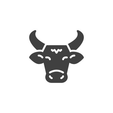 Boynuz vektör simgesi olan inek
